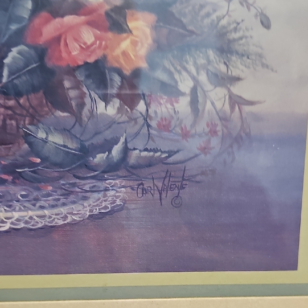 1994 Carl Valente " Roses In Wicker" - Picture 6 of 10